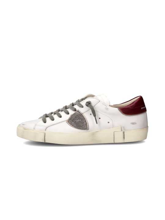 SNEAKERS PARIS CUIR BLANC SPOILER ROUGE PRLU V038 PHILIPPE MODEL HOMME baskets boutique Strasbourg shop store online vue