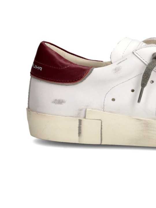 SNEAKERS PARIS CUIR BLANC SPOILER ROUGE PRLU V038 PHILIPPE MODEL HOMME baskets boutique Strasbourg shop store online spoiler