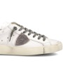 SNEAKERS PARIS CUIR BLANC SPOILER ROUGE PRLU V038 PHILIPPE MODEL HOMME baskets boutique Strasbourg shop store online logo