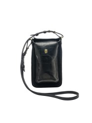 Porte téléphone suède cuir damier noir Misha Claris Virot 4539 MISHA CHECK EMBOSSE NOIR boutique Strasbourg shop store sac