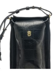 Porte téléphone suède cuir damier noir Misha Claris Virot 4539 MISHA CHECK EMBOSSE NOIR boutique Strasbourg shop store sac zoom