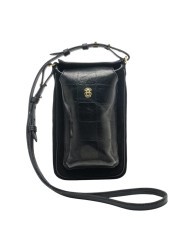 Porte téléphone suède cuir damier noir Misha Claris Virot 4539 MISHA CHECK EMBOSSE NOIR boutique Strasbourg shop store sac front