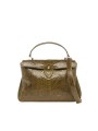 Sac à main Louise python soufflet suède kaki Claris Virot 4672 boutique Strasbourg bag shop store online front