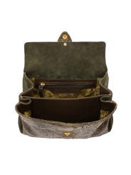 Sac à main Louise python soufflet suède kaki Claris Virot 4672 boutique Strasbourg bag shop store online int