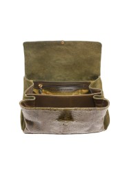 Sac à main Louise python soufflet suède kaki Claris Virot 4672 boutique Strasbourg bag shop store online détail