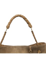 Sac Denise sangle tressée réglable suède taupe Claris Virot 4633 boutique Strasbourg store shop online bag zoom