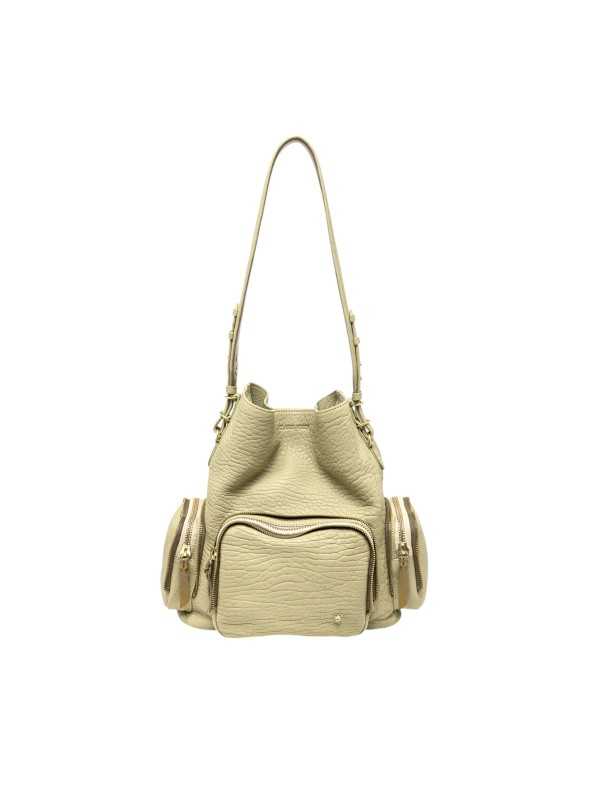 SAC LENNY CUIR BUBBLE VERT CLAIR GROSSES POCHES CARGO 4587 CLARIS VIROT LENNY VERDELATTE BUBBLE boutique Strasbourg bag shop1
