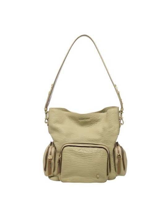 SAC LENNY CUIR BUBBLE VERT CLAIR GROSSES POCHES CARGO 4587 CLARIS VIROT LENNY VERDELATTE BUBBLE boutique Strasbourg bag shop 2