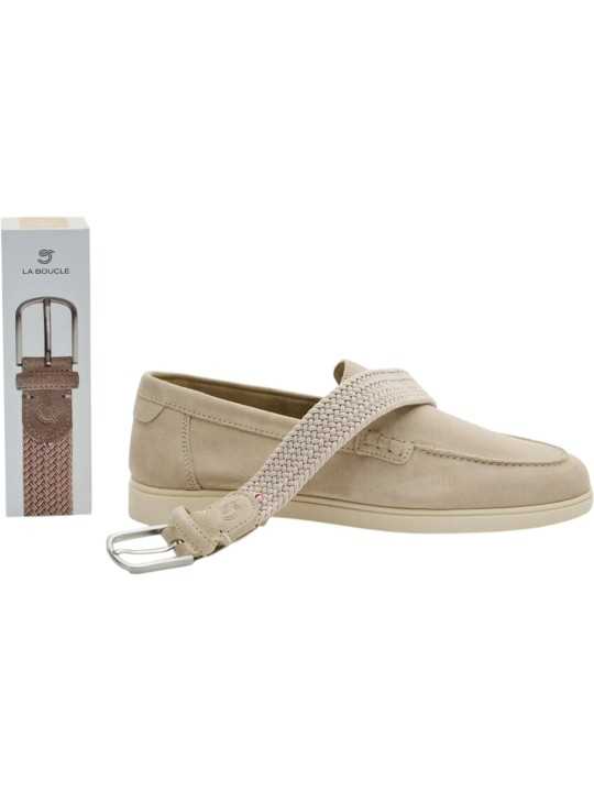 CEINTURE KNOKKE SUEDE DUO BEIGE LA BOUCLE STRASBOURG FASHION MIXTE boite