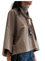 CHEMISE COL LAVALLIERE GRIS MARRON SEQUINS KEFIR K3ST Femme Strasbourg Fashion côté
