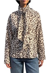 CHEMISE LAVALLIERE LEOPARD BLANCHE MARRON KHALEESI K3BA Strasbourg Fashion avant