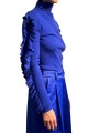PULL COL ROULE VOLANTS MANCHES BLEU ROI KITTY K1II ESSENTIEL ANTWERP Strasbourg Fashion côté