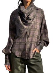 CHEMISE FLANELLE CARREAUX GRIS VERT FOULARD KISS K2DA ESSENTIEL ANTWERP Strasbourg Fashion avant