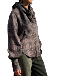 CHEMISE FLANELLE CARREAUX GRIS VERT FOULARD KISS K2DA ESSENTIEL ANTWERP Strasbourg Fashion côté