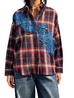 CHEMISE CARREAUX BLEU ROUGE SEQUINS BLEU KIRKE K1FS ESSENTIEL ANTWERP Strasbourg Fashion avant
