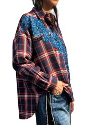 CHEMISE CARREAUX BLEU ROUGE SEQUINS BLEU KIRKE K1FS ESSENTIEL ANTWERP Strasbourg Fashion côté