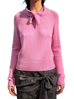 POLO ROSE LAINE CACHEMIRE COL PERLES KASA K3MN ESSENTIEL ANTWERP Strasbourg Fashion avant