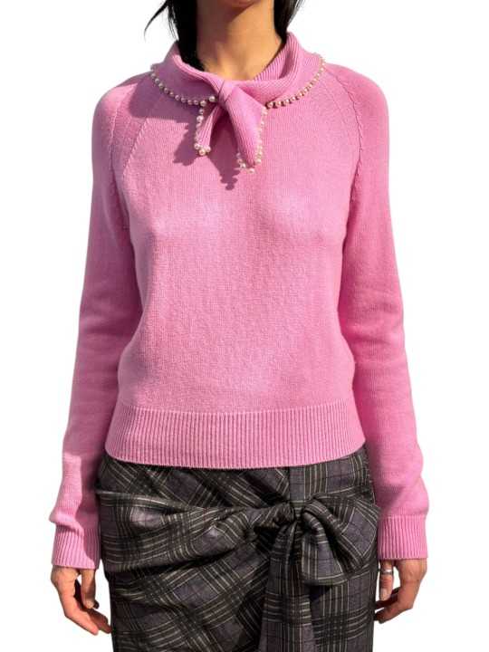 POLO ROSE LAINE CACHEMIRE COL PERLES KASA K3MN ESSENTIEL ANTWERP Strasbourg Fashion avant