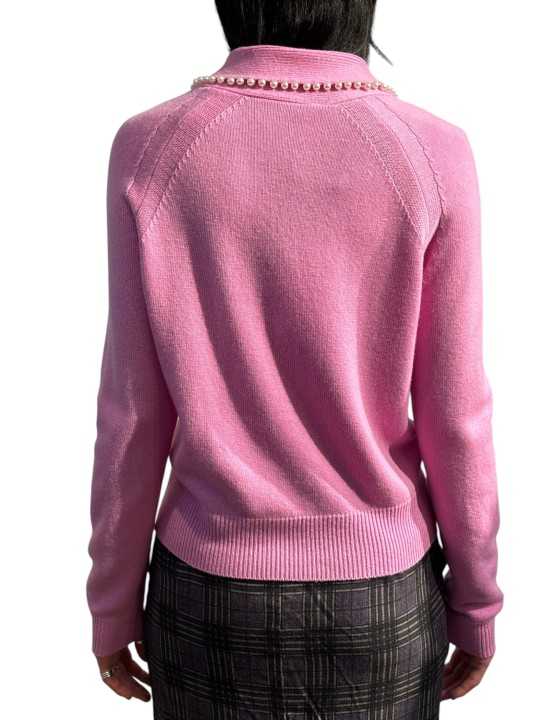 POLO ROSE LAINE CACHEMIRE COL PERLES KASA K3MN ESSENTIEL ANTWERP Strasbourg Fashion dos