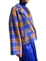 VESTE GILET CROISE CARREAUX CAMEL BLEU ROI KARREAU K2II ESSENTIEL ANTWERP Strasbourg Fashion côté