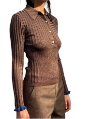 POLO LUREX BRONZE VOLANT BLEU ROI KARAN K2WN ESSENTIEL ANTWERP Strasbourg Fashion côté