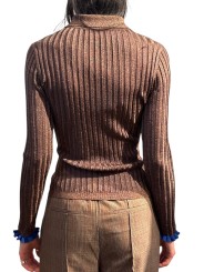 POLO LUREX BRONZE VOLANT BLEU ROI KARAN K2WN ESSENTIEL ANTWERP Strasbourg Fashion dos