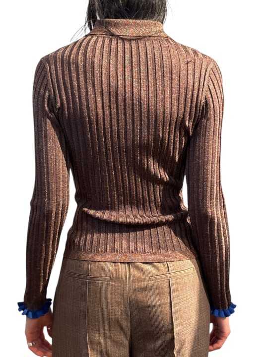 POLO LUREX BRONZE VOLANT BLEU ROI KARAN K2WN ESSENTIEL ANTWERP Strasbourg Fashion dos