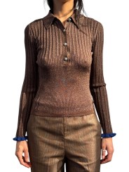 POLO LUREX BRONZE VOLANT BLEU ROI KARAN K2WN ESSENTIEL ANTWERP Strasbourg Fashion avant