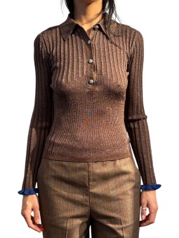 POLO LUREX BRONZE VOLANT BLEU ROI KARAN K2WN ESSENTIEL ANTWERP Strasbourg Fashion avant