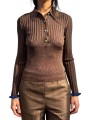 POLO LUREX BRONZE VOLANT BLEU ROI KARAN K2WN ESSENTIEL ANTWERP Strasbourg Fashion avant