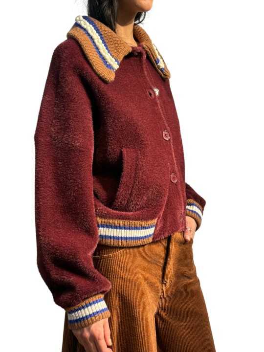 GILET DOUX BORDEAUX COL PERLE BLEU CAMEL KAMORE K2WN ESSENTIEL ANTWERP Strasbourg Fashion côté