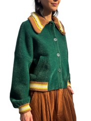 GILET DOUX VERT COL PERLE JAUNE CAMEL KAMORE K1FW ESSENTIEL ANTWERP Strasbourg Fashion côté