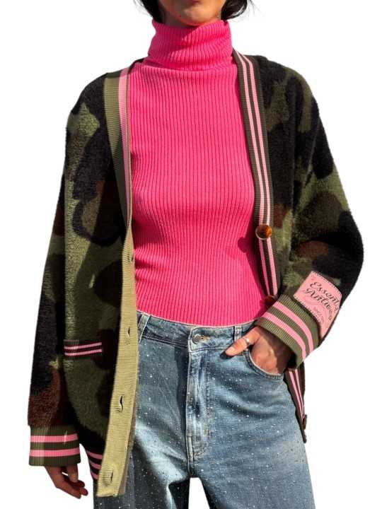 CARDIGAN CAMO LISERE ROSE FLUO KAMOO K1DA ESSENTIEL ANTWERP Strasbourg fashion avant