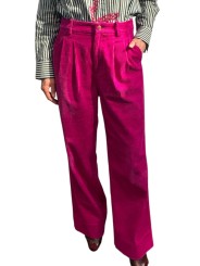 PANTALON LARGE VELOURS COTELE FUCHSIA PINCE KAMP HM34 ESSENTIEL ANTWERP Strasbourg Fashion avant