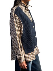 CHEMISE CARREAUX BLEU MARRON MAILLE NAVY BIJOUX KUTE K2KQ Strasbourg fashion côté