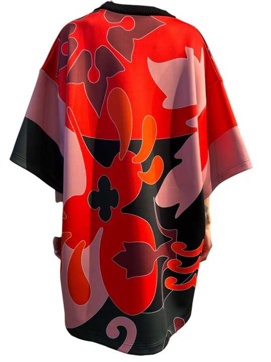 ROBE NEOPRANE IMPRIME PSY ORANGE ROSE VERT KLASSIQUE K1FS Strasbourg Fashion dos