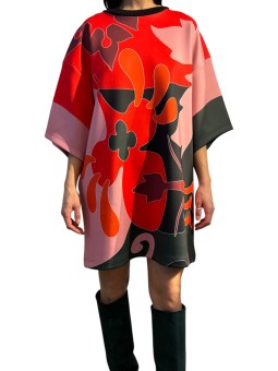 ROBE NEOPRANE IMPRIME PSY ORANGE ROSE VERT KLASSIQUE K1FS Strasbourg Fashion avant