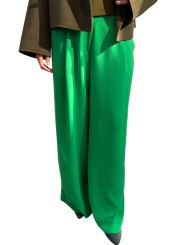 PANTALON CREPE LARGE PINCES VERT FLUO KELSEA KQ23 Strasbourg Fashion avant
