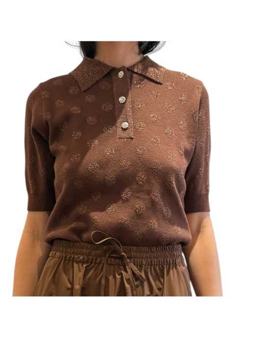 POLO POIS LUREX BOUTONS BIJOUX CHOCO KRAB K3BA Strasbourg Fashion avant