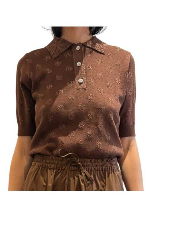 POLO POIS LUREX BOUTONS BIJOUX CHOCO KRAB K3BA Strasbourg Fashion avant