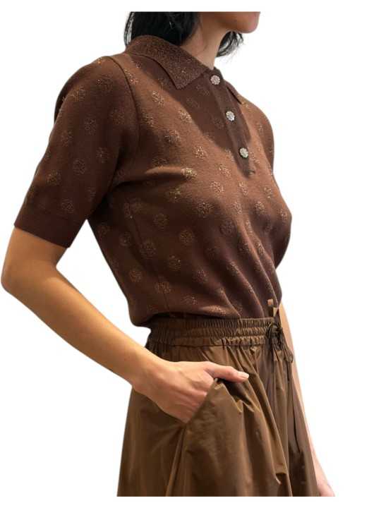 POLO POIS LUREX BOUTONS BIJOUX CHOCO KRAB K3BA Strasbourg Fashion côté