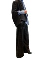 PANTALON PINCE LARGE TAILLEUR CARREAUX GRIS CIEL KOLLECTION K2CH Strasbourg Fashion côté