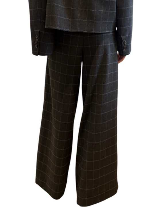PANTALON PINCE LARGE TAILLEUR CARREAUX GRIS CIEL KOLLECTION K2CH Strasbourg Fashion dos