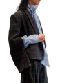 VESTE COURTE TAILLEUR CROISE CARREAUX GRIS CIEL KIANA K2CH Strasbourg Fashion côté