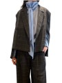 VESTE COURTE TAILLEUR CROISE CARREAUX GRIS CIEL KIANA K2CH Strasbourg Fashion avant