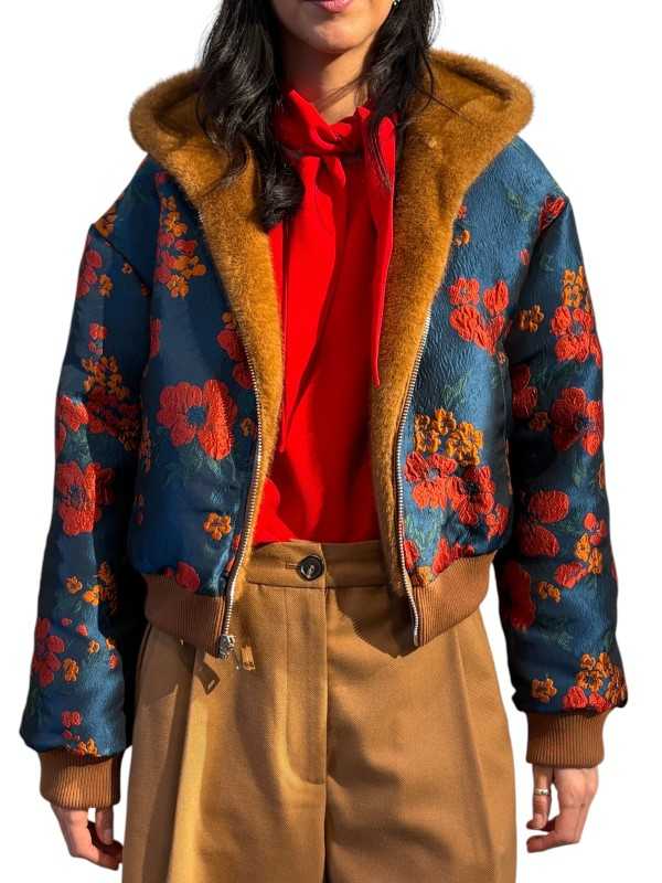 BOMBERS DAMASSE JAQUAR NAVY REVERSIBLE FOURRURE CAMEL KICO BA08 Strasbourg Fashion avant