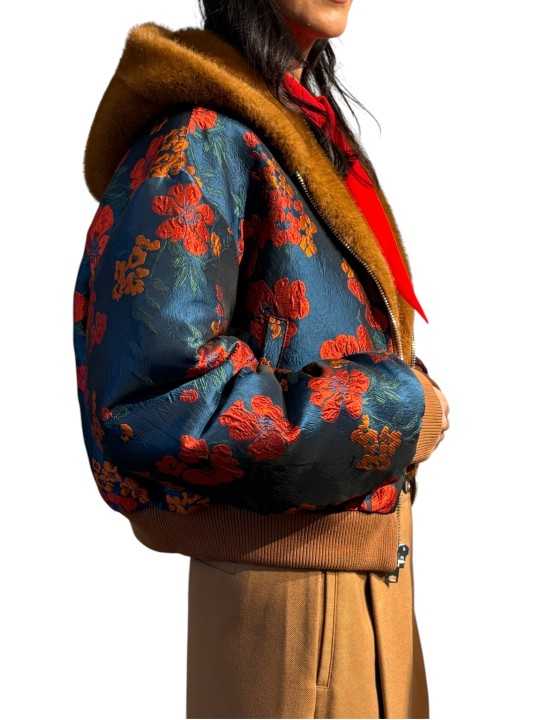 BOMBERS DAMASSE JAQUAR NAVY REVERSIBLE FOURRURE CAMEL KICO BA08 Strasbourg Fashion côté