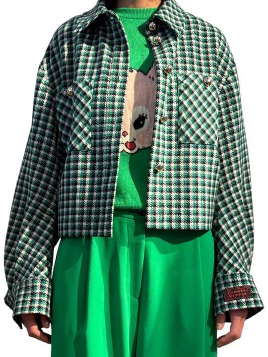 SUR CHEMISE CARREAUX VERT NOIR ECRU LAINE KITTEN K2KQ Strasbourg Fashion avant