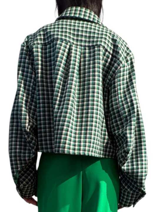 SUR CHEMISE CARREAUX VERT NOIR ECRU LAINE KITTEN K2KQ Strasbourg Fashion dos