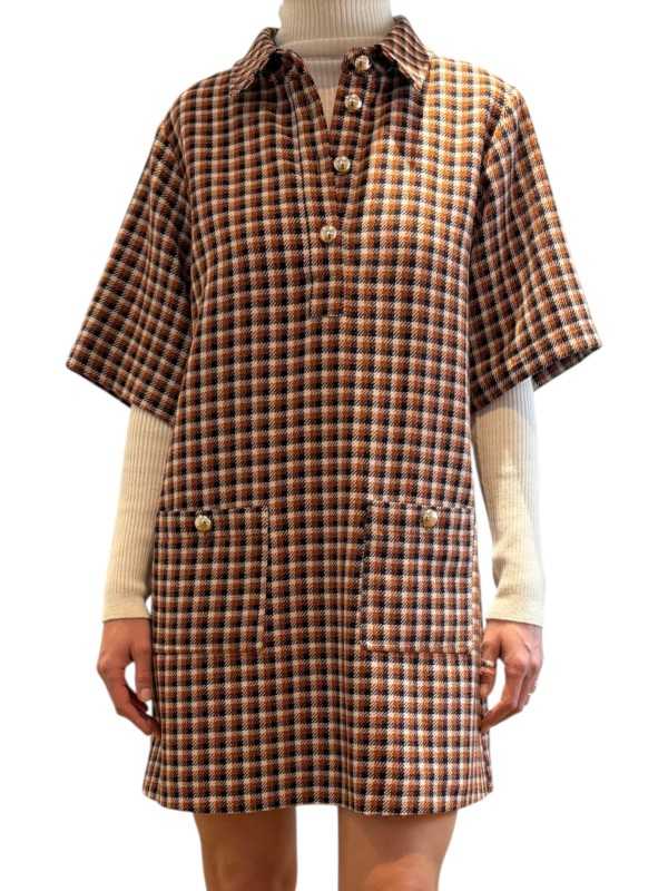 ROBE CARREAUX ECRU CAMEL NOIR KOOKY K1BW Strasbourg fashion avant